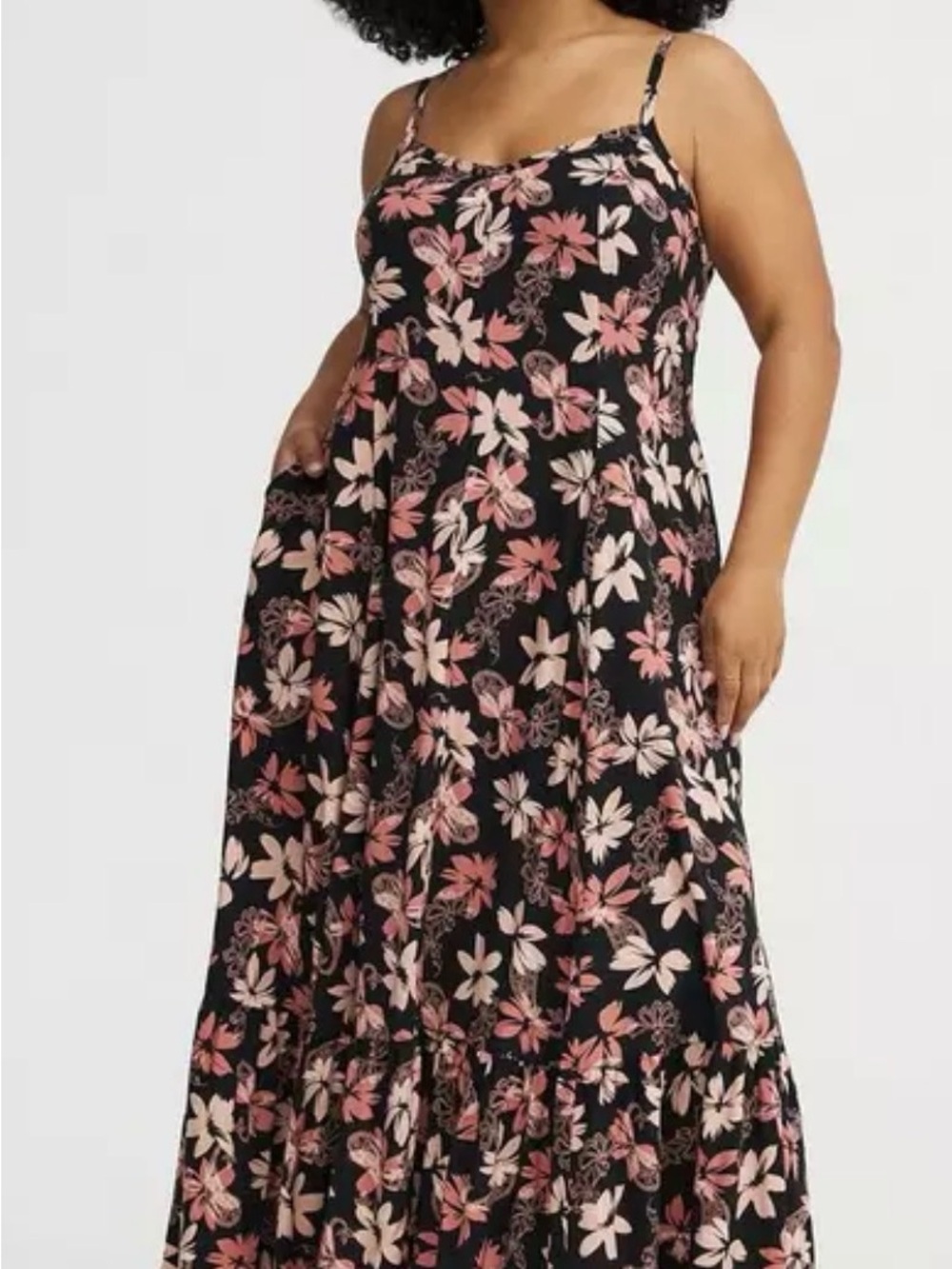 torrid Black Maxi Dress with Pink Floral Print Torrid 4 (26)